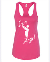 Pink with Faded White Logo Iron Angel Tank Top
